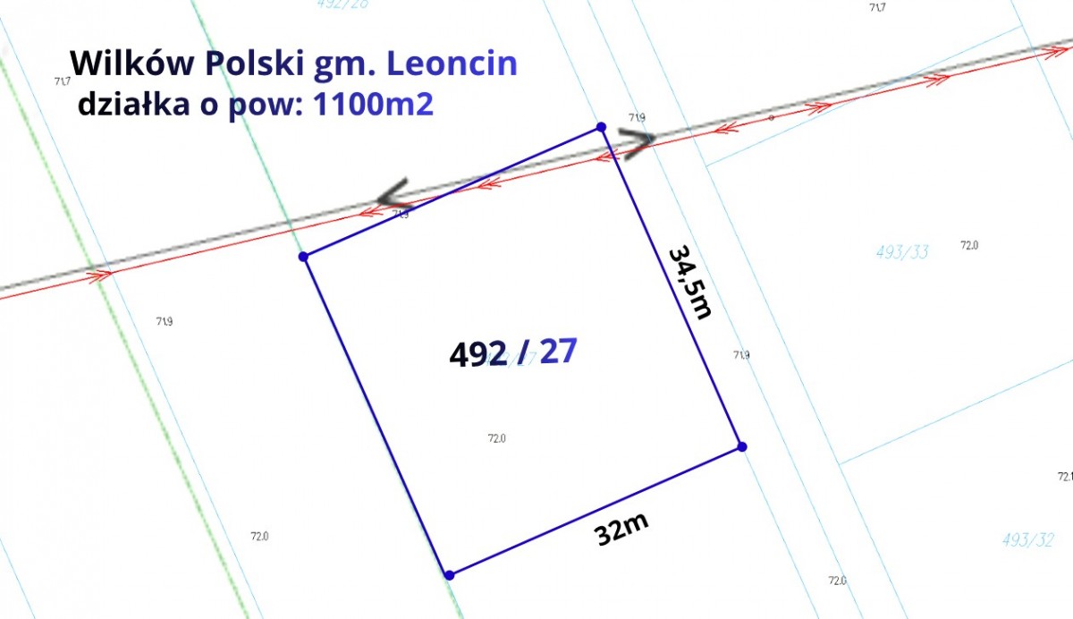 Działka budowlana 1100m2 Wilków Polski — zdjęcie 1
