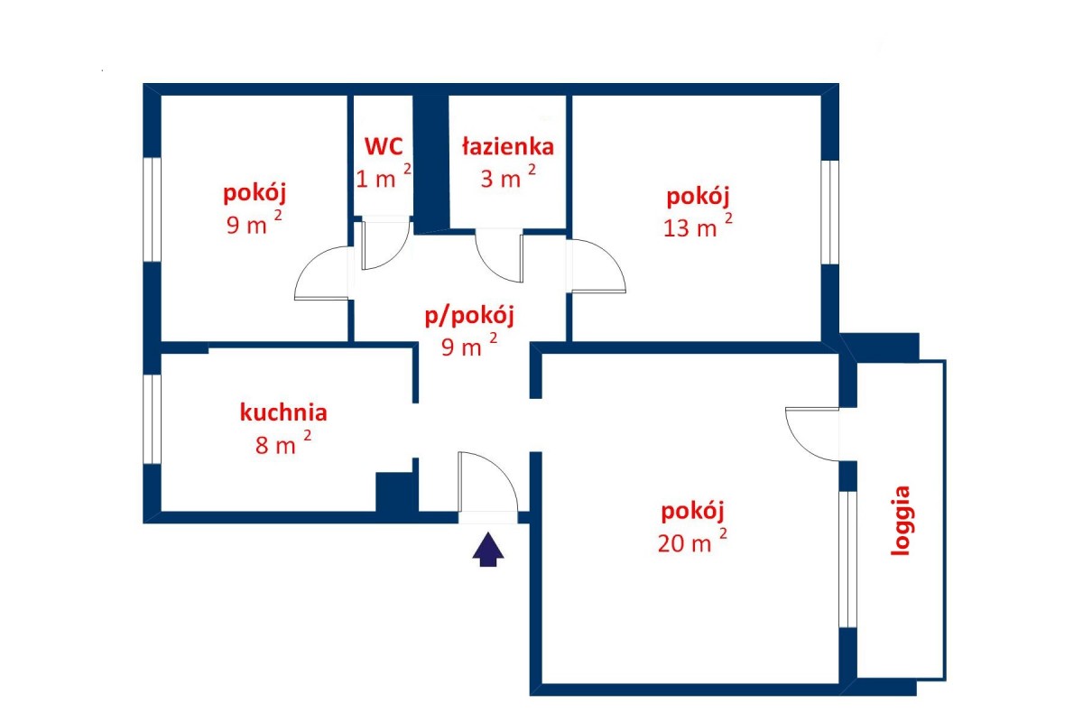 Mieszkanie 63m2, I p. 3 pok. z loggią — zdjęcie 2