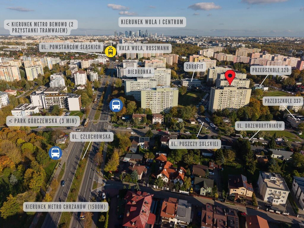 Autobus, tramwaj, metro  Widok nad dachami Jelonek — zdjęcie 3