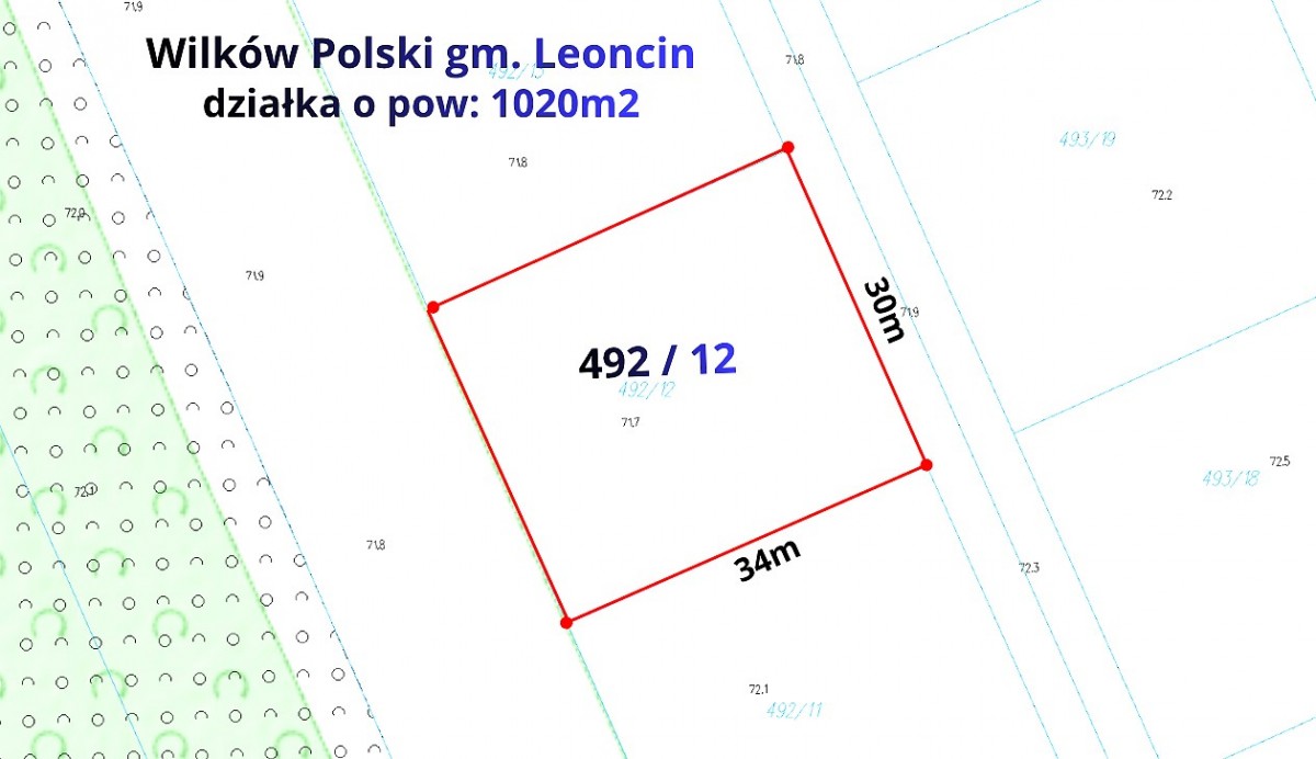 Działka budowlana 1020m2 Wilków Polski — zdjęcie 1