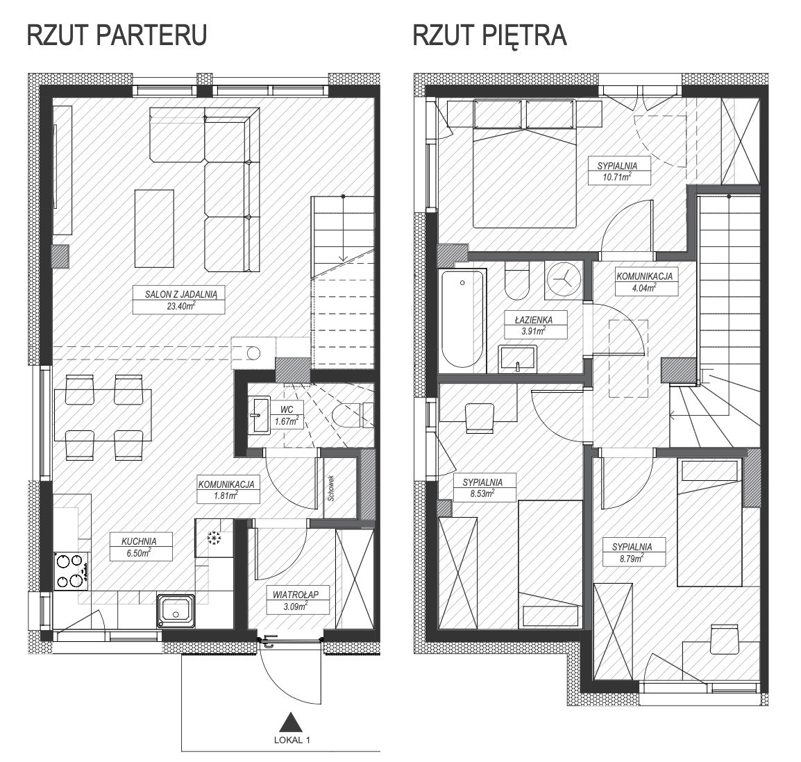Nowoczesny dwupoziomowy segment (72,56 m²) z wyłąc — zdjęcie 3