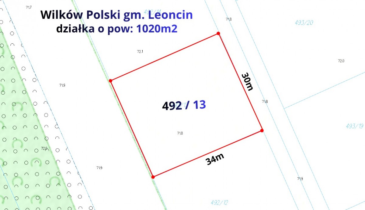 Działka budowlana 1020m2 Wilków Polski — zdjęcie 1
