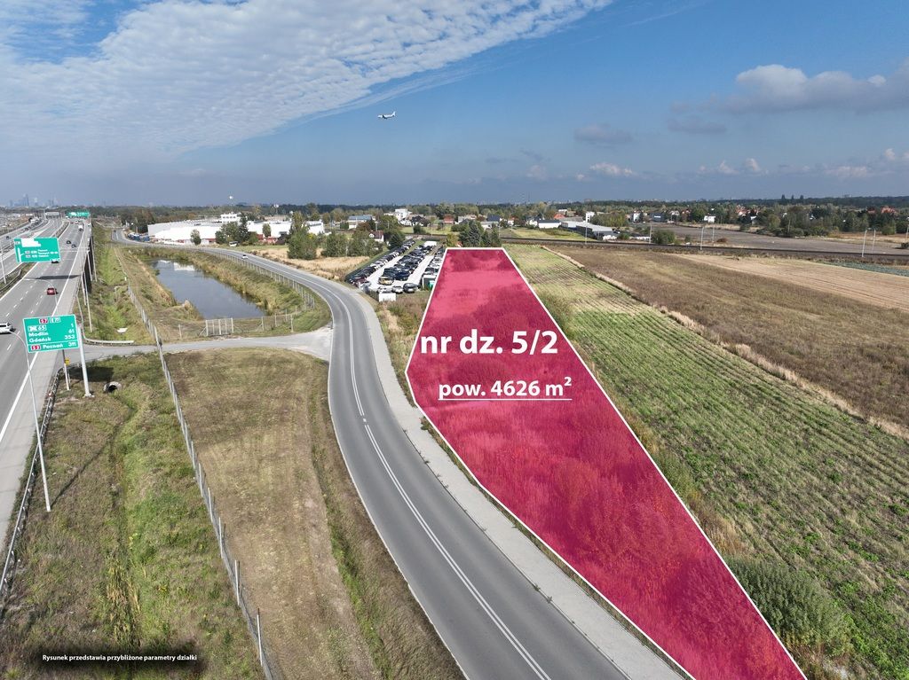 Działka inwestycyjna przy ekspresówce S7, asfalt — zdjęcie 1