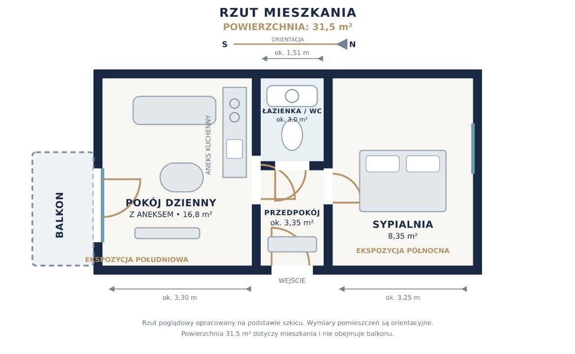 Balkon, zieleń i wysokie wnętrza | 2 pokoje przy Ł — zdjęcie 5